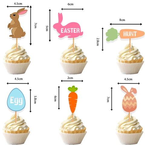 Ostern Cupcake Topper Set Cardstock Hase Karotte Ei Kuchendekorationen Für Ostern Geburtstag Party Zubehör