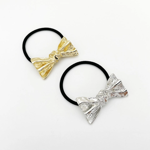 Haarelastiekjes Metalen Strik Legering Elastische Paardenstaarthouder Eenvoudige Accessoires Voor Dames