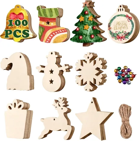 Addobbi Natalizi In Legno Dischi Di Legno DIY Non Finiti Decorazione Per Albero Sospesa Con Corda Di Juta Legno Di Pioppo Naturale Artigianato Per Le Feste