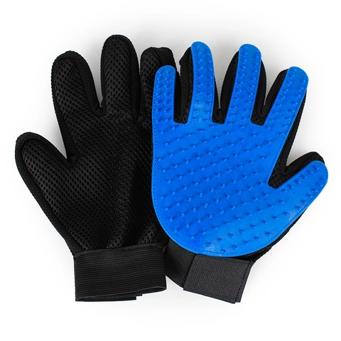 Pet Grooming Glove Silicone Rubber Deshedding Brush Massage Tool For Dogs Cats Hair Remover Bathing Mitt With Breathable Mesh