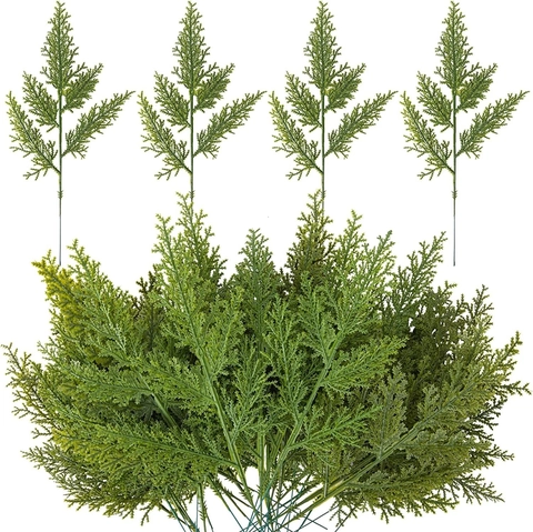 Artificial Pine Needle Branch Greenery Stem PE Plastic Cypress Leaves For DIY Christmas Tree Wreath Holiday Decoration