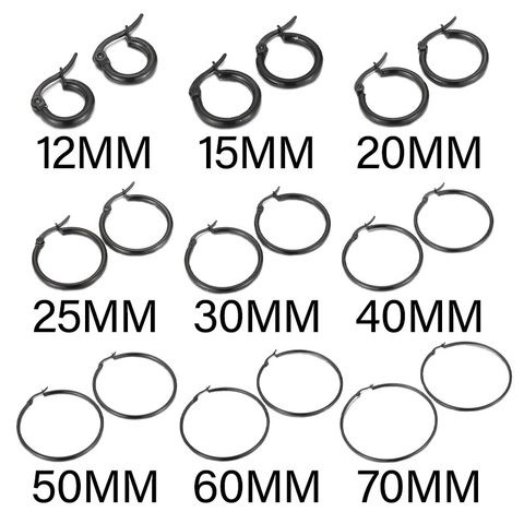 Hoop Earrings Stainless Steel Matte Black Minimalist Fashion Round Geometry Jewelry For Women Men