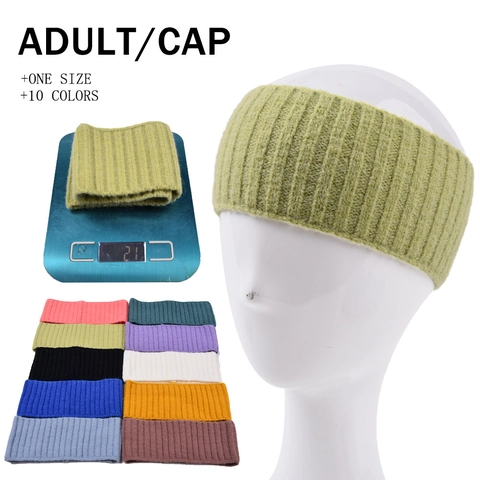 Women Winter Knitted Headband Solid Color Ribbed Hair Band Outdoor Sports Headwrap Soft Warm Elastic Face Wash Hair Accessory