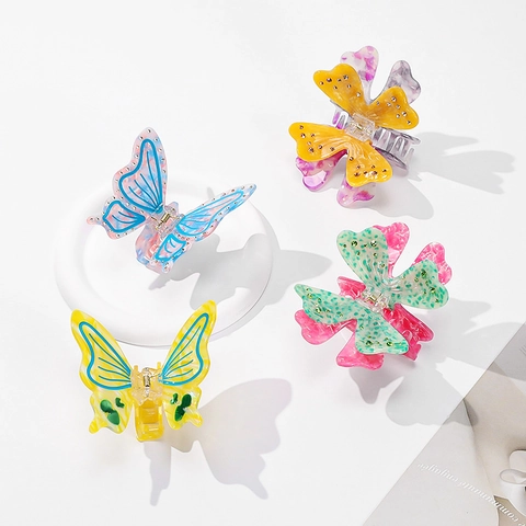 Pince À Cheveux Papillon Acétate Strass Élégante Fée Requin Épingle À Cheveux Pour Femmes Accessoires Coiffure Updo