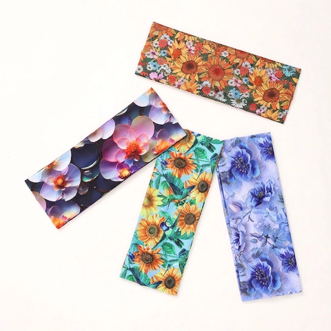Bohemian Wide Headband Elastic Fabric Floral Butterfly Print Sports Yoga Turban Hair Band Women Hair Accessories