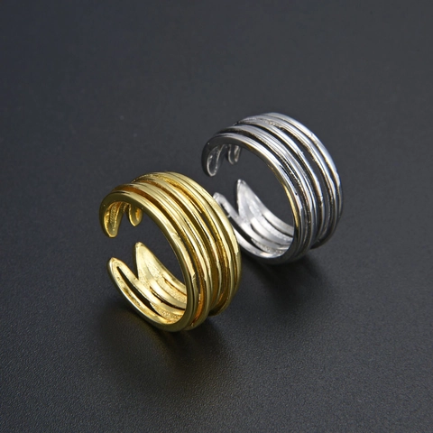 Anello Aperto Multistrato Minimalista Per Uomo Donna Placcato Oro Argento Rame Regolabile Anello Di Moda Geometrica Gioielli