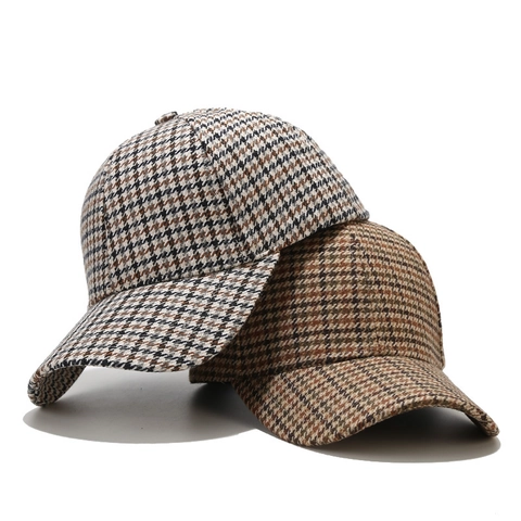 Vintage Houndstooth Ruit Baseballpet Voor Dames Heren Verstelbaar Polyester Mode Zonnehoed Casual Outdoor Sport Snapback Cap
