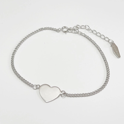 925 Sterling Silver Bracelet With Heart Pendant Minimalist Fine Chain For Women Elegant Daily Fashion Jewelry