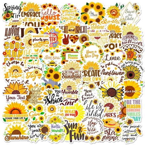 Autocollants Tournesol Étanche PVC Citations Motivantes Décalcomanies Décoratives Pour Ordinateur Portable Téléphone