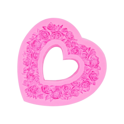 Rose Heart Wreath Silicone Mold For Fondant Chocolate Baking DIY Clay Craft Heart Shaped Flower Cake Decoration