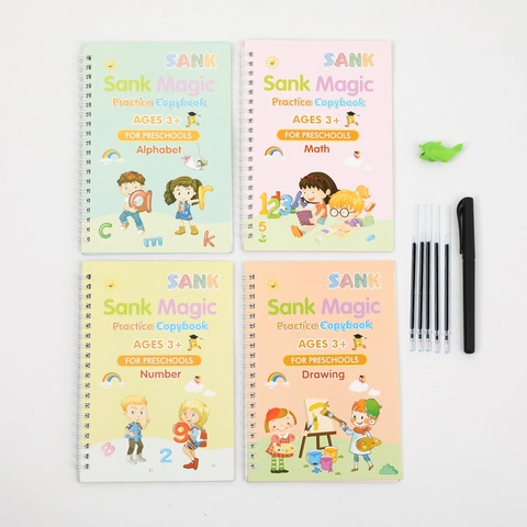 Quaderno Di Pratica Magica Per Bambini Riutilizzabile Scanalato Libro Di Scrittura Prescolare Alfabeto Numeri Matematica Disegno