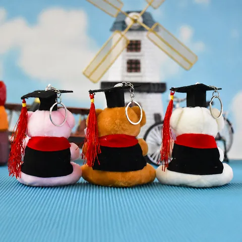 Portachiavi in Peluche Orso di Laurea Con Tocco e Pergamena Morbido Peluche Orsacchiotto Ciondolo per Borsa Regalo di Laurea per Studenti
