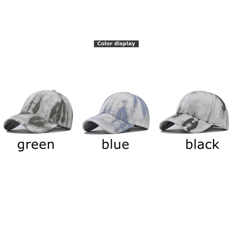 Cappello Da Baseball Vintage Cotone Denim Lavato Sfumato Tie Dye Motivo Marmo Streetwear Hip Hop Cappello Per Uomo Donna Regolabile