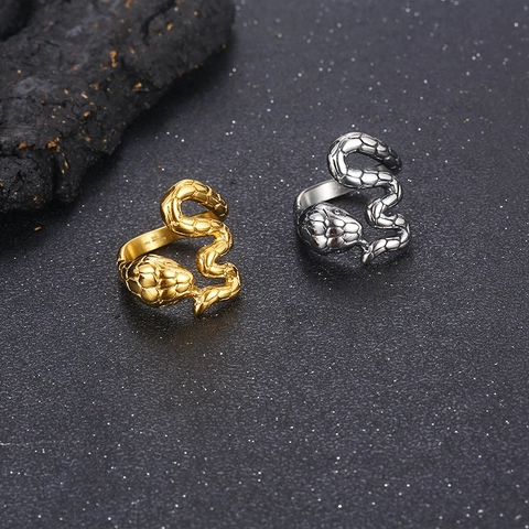 Anillo De Serpiente Acero Inoxidable Ouroboros Escama Texturizada Punk Gótico Retro Vintage Joyería Para Hombre