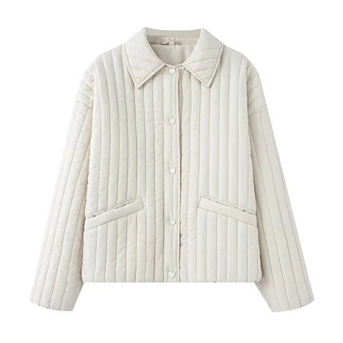 Giacca Imbottita in Cotone Trapuntato Casual da Donna Con Bottoni a Cuore Giubbotto Caldo alla Moda Con Colletto a Punta per Donna