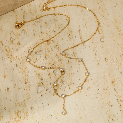 Collana Station Con Zirconi Minimalista Acciaio Inossidabile Catena A Y Per Clavicola Da Donna Gioielli Eleganti