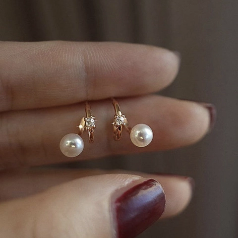 Orecchini A Lobo Con Künstliche Perle E Zirconi Placcati Oro Rosa Francese Vintage Elegante Gioielli Di Lusso Per Donna Perno In Argento
