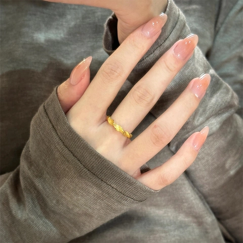 Vergoldeter Kupferring Offen Verdreht Geometrisch Verstellbar Minimalistisch Täglicher Schmuck Für Damen