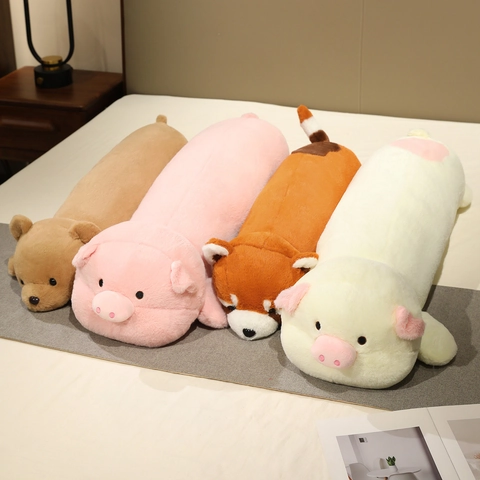 Langer Tier Koerperkissen Plueschtier Rosenamt Weich Gefuellt Schwein Baer Hase Waschbaer Bezug Heimdekor