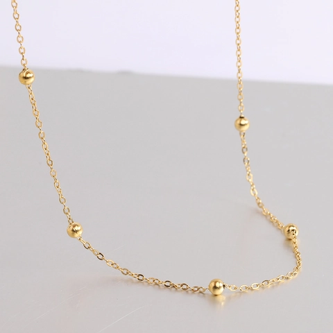 Minimalist Satellite Necklace Stainless Steel Bead Station O-Chain Adjustable Fashion Jewelry For Women Elegant Polished