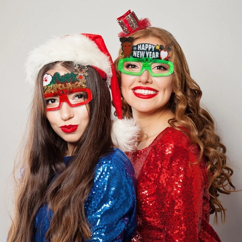 Christmas LED Glowing Glasses Plastic Felt Decorative Party Props Light Up Festive Eyewear For New Year Bar Celebration