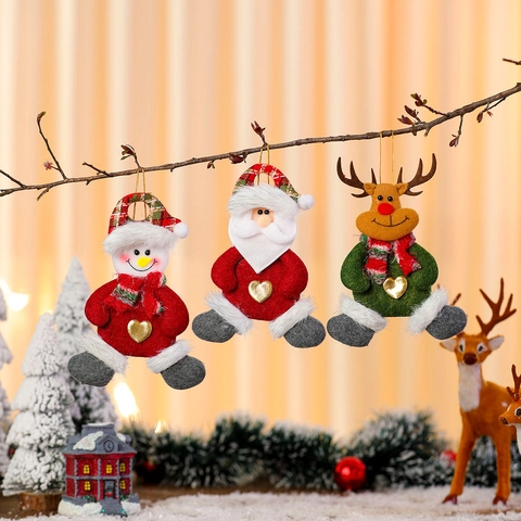 Addobbi Natalizi Appesi Peluche Stoffa Babbo Natale Pupazzo Di Neve Renna Orso Design Cuore Decorazioni Casa