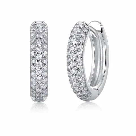 Boucles D'oreilles Créoles Moissanite Pavé Argent Sterling 925 Bijoux De Luxe Géométriques Pour Femmes