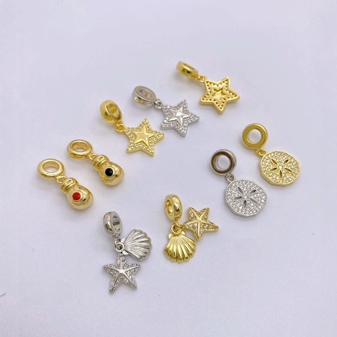 Ciondoli Perline Foro Grande Rame Zirconia Gioielli DIY Stella Marina Conchiglia Stella Guantoni Da Boxe Stile Sportivo
