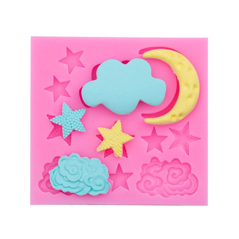 Stampo In Silicone Per Torta Fondente Nuvole Stelle Luna Forme Cioccolato Argilla Strumenti Per Cottura Decorazione