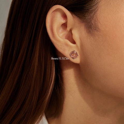 Funkelnde Rosa Runde Zirkon Ohrstecker Mit 925 Sterling Silber Ohrpfosten Einfacher Vierklauen Schmuck Für Damen