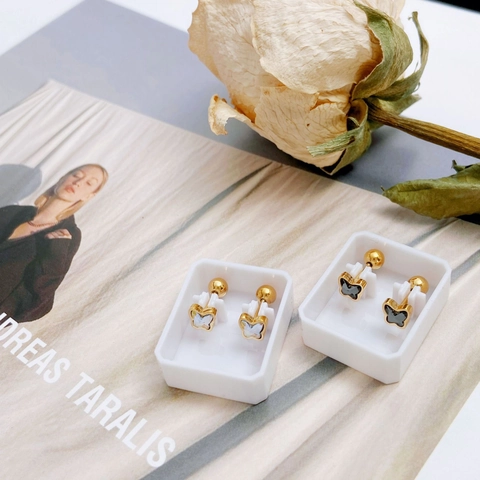 Butterfly Stud Earrings Titanium Steel Rhinestone Screw Back Ear Bone Studs Minimalist Gold Plated Jewelry For Women