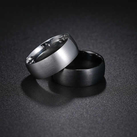 Vintage Titanium Steel Ring Set For Men Women Brushed Distressed Minimalist Band Rings Black Gold Silver Fashion Jewelry Gift