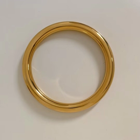 Minimalist Wide Plain Bangle Bracelet Stainless Steel High Polish Vacuum Plated Round Jewelry For Unisex Couples