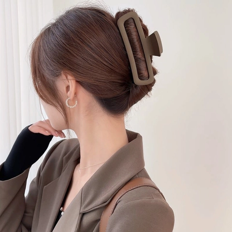Pinzas De Pelo Mate Cuadradas Plástico Rectangulares Huecas Simple De Moda Para Mujeres Niñas