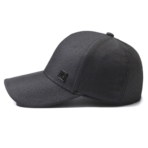 Men Baseball Cap Cotton Polyester Sun Protection Adjustable Outdoor Casual Solid Color With Metal Logo Decor