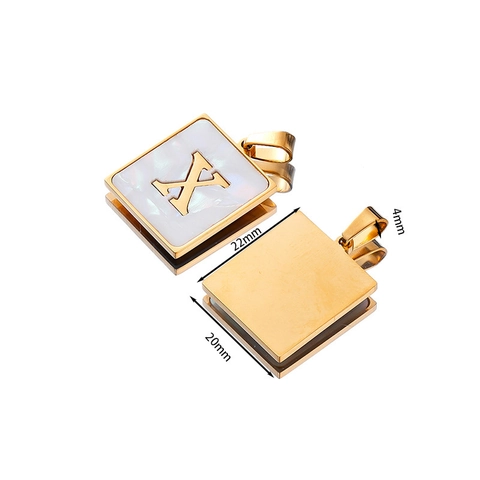 Square Letter Pendants Stainless Steel Faux Mother Of Artificial Pearl Alphabet Initial DIY Jewelry Making Accessories Charms