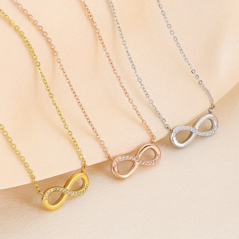 Collar Con Colgante De Infinito De Acero Inoxidable Con Micro Diamantes De Imitación Cadena De Clavícula Joyería Para Mujer