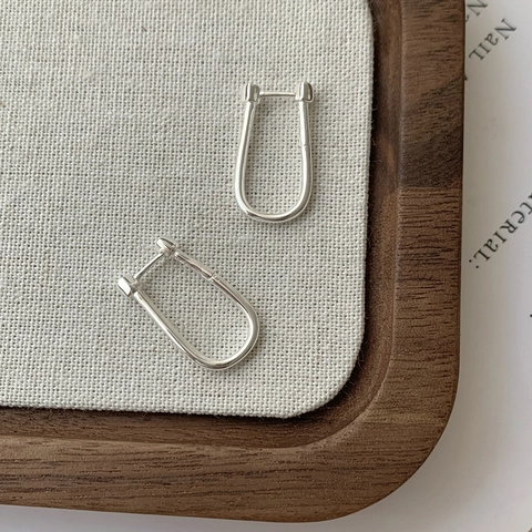 Pendientes De Aro Minimalistas En Forma De U Con Poste De Plata De Ley 925 Joyas Geométricas Pulidas Para Mujer