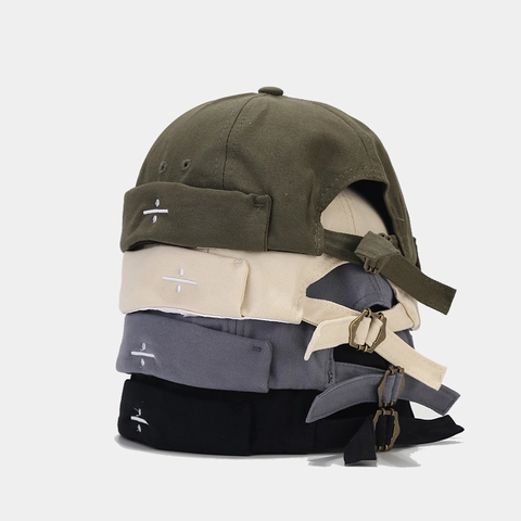 Brimless Cap Docker Hat Cotton Canvas Adjustable Division Sign Embroidery Retro Streetwear For Men Women