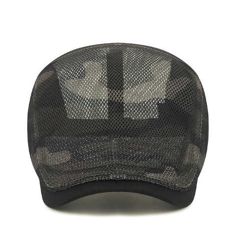 Béret En Maille Respirante Motif Camouflage Boucle Métallique Réglable Protection Solaire Été Extérieur Casquette Plate