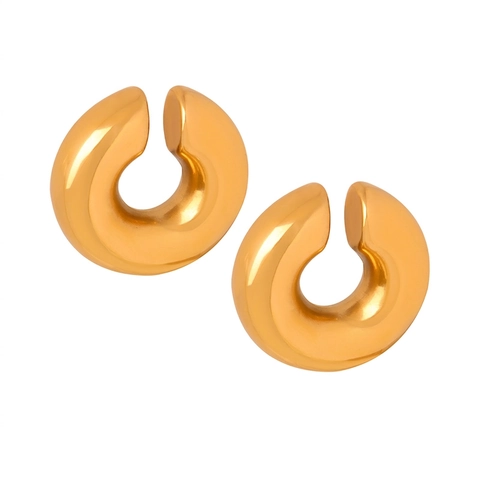 Pendientes De Clip Sin Agujero En Forma De C Minimalistas Acero De Titanio Chapado En Oro Joyería De Moda