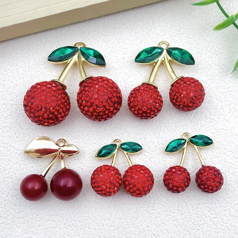 Kirschen DIY Schmuckanhänger Strass Emaille Harz Obst Anhänger Für Halskette Armband Taschen Deko Damen