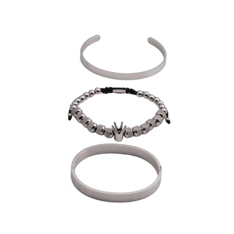 Edelstahl Armreif Und Kupfer Zirkon Krone Armband Römische Ziffern Hip Hop Schmuck Für Männer