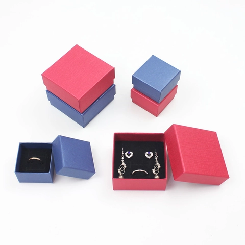 Jewelry Gift Boxes Cardboard With Velvet Lining For Rings Earrings Necklaces Pendants Textured Surface Packaging