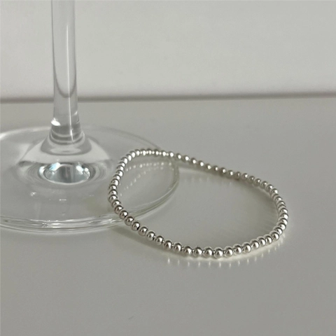 Bracciale Con Perline Tonde In Argento Sterling 925 Minimalista Elastico Geometrico Stile Coreano Gioielli Alla Moda