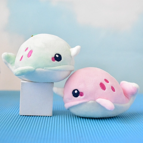 Cute Cartoon Narwhal Plush Toy Keychain Soft Short Plush Marine Animal Doll Small Whale Bag Hanging Decor For Women Teens