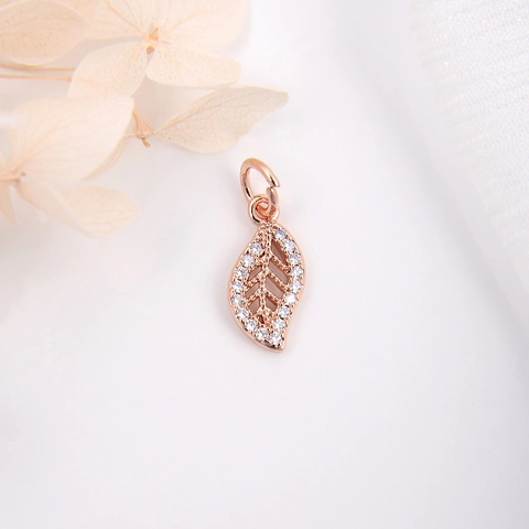 Mini Pendentif Feuille En Cuivre Micro Pavé De Zircone Pour La Fabrication De Bijoux DIY Bracelet Collier