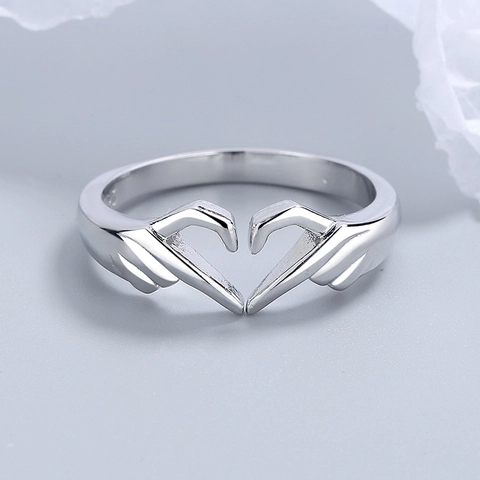 Heart Gesture Rings With 925 Sterling Silver Metal Hands Forming Heart Shape Fashion Jewelry For Couples