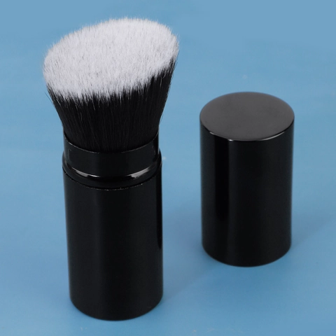 Großer Einziehbarer Make-up Pinsel Tragbarer Synthetikfaser Grundierung Puder Rouge Pinsel Mit Aluminiumrohr Und Kappe