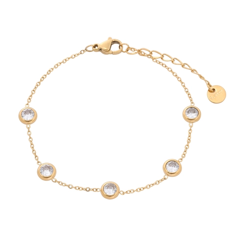Bracciale Tondo in Acciaio Inossidabile con Strass Colorati per Donna Gioielli Minimalisti Placcati Oro Catena Regolabile